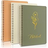Lanpn 3 Pack Small Aesthetic Spiral Notebooks Journals for Women, 5.5 x 8 College Ruled Cute Notebook with Pocket, A5 Lined Spiral Notebook for Note Taking, Note books for Work School, Set of 3