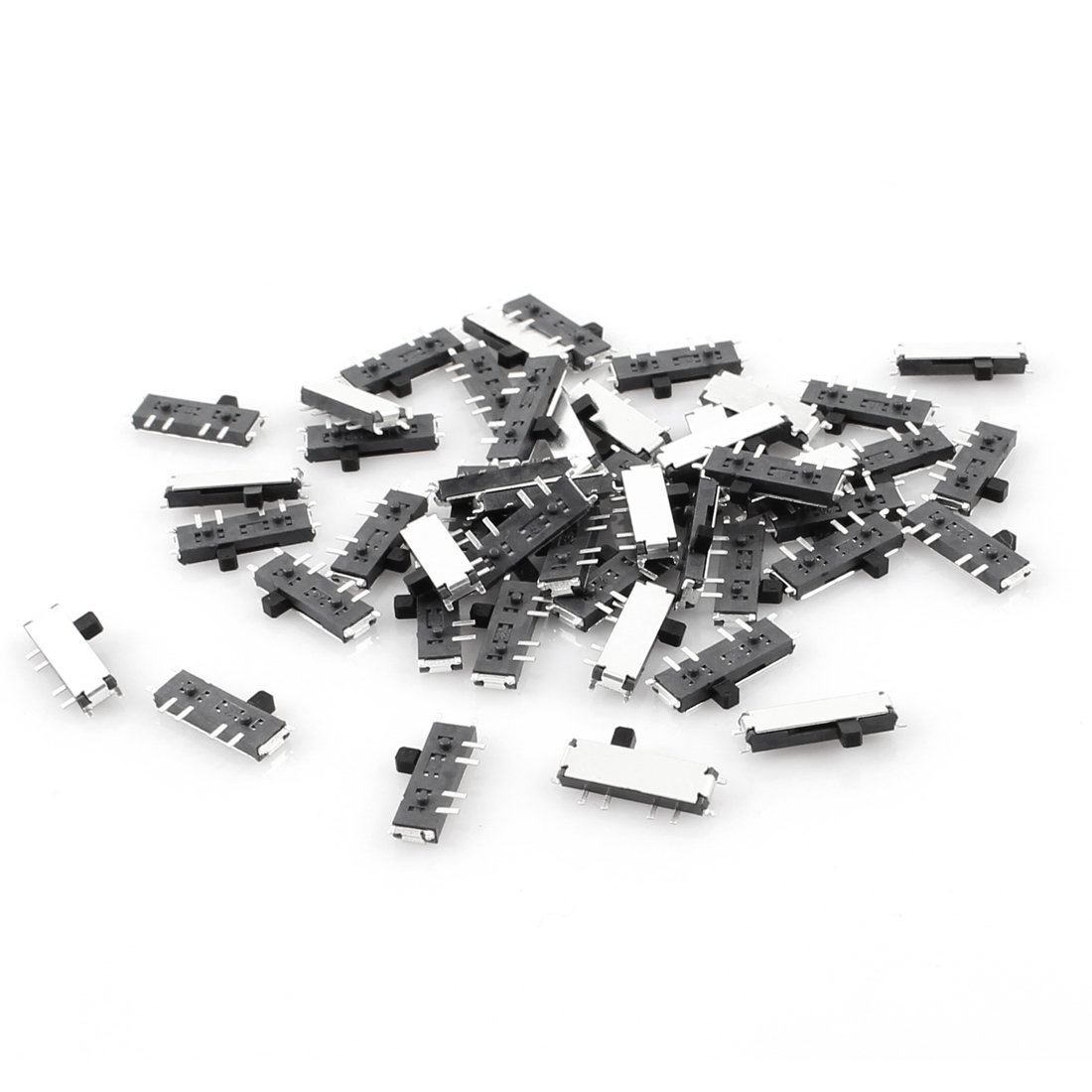 sourcingmap 50 Pcs On/Off/On 3-Position 8 Pin DPDT Surface Mounted Devices SMT Slide Switch 10mm x 3mm