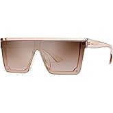 SOJOS Square Big Sunglasses Women Thick Frame Flat Top Mirrored Sunnies Shades Goggle Siamese Lens SJ2117