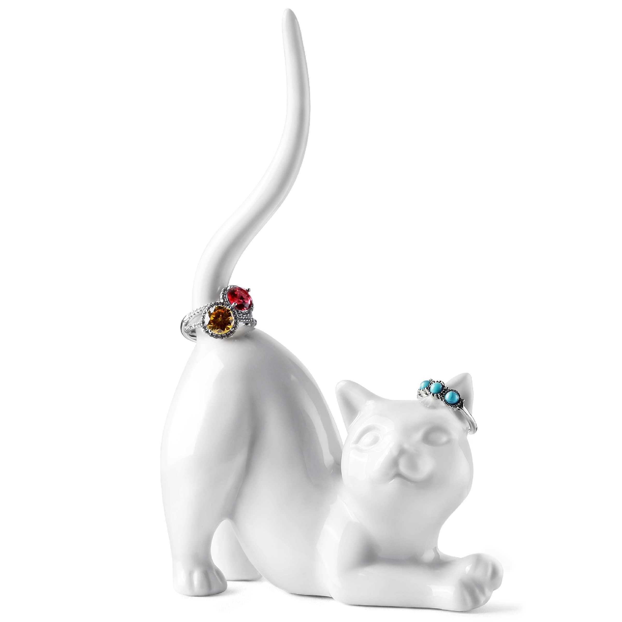 Titanape Cat Gifts for Girl - Cat Ring Holder Wedding Ring Stand, Funny Gift for Lovers, Mum, Women, Girl, Birthday Christmas Valentines Present, Animal Room Decor