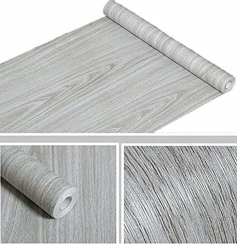 Amao Grey Wood Grain Contact Paper Peel & Stick Wallpaper for Shelf Liner Counter Top Livingroom 17.7''x78.7''
