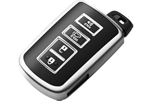Tukellen for Toyota Key Fob Cover Soft TPU Full Protection Key Shell Key Case Compatible with Tacoma Highlander Avalon Camry Corolla 4Runner RAV4 Sequoia 4 Buttons Key Shell (Silver)