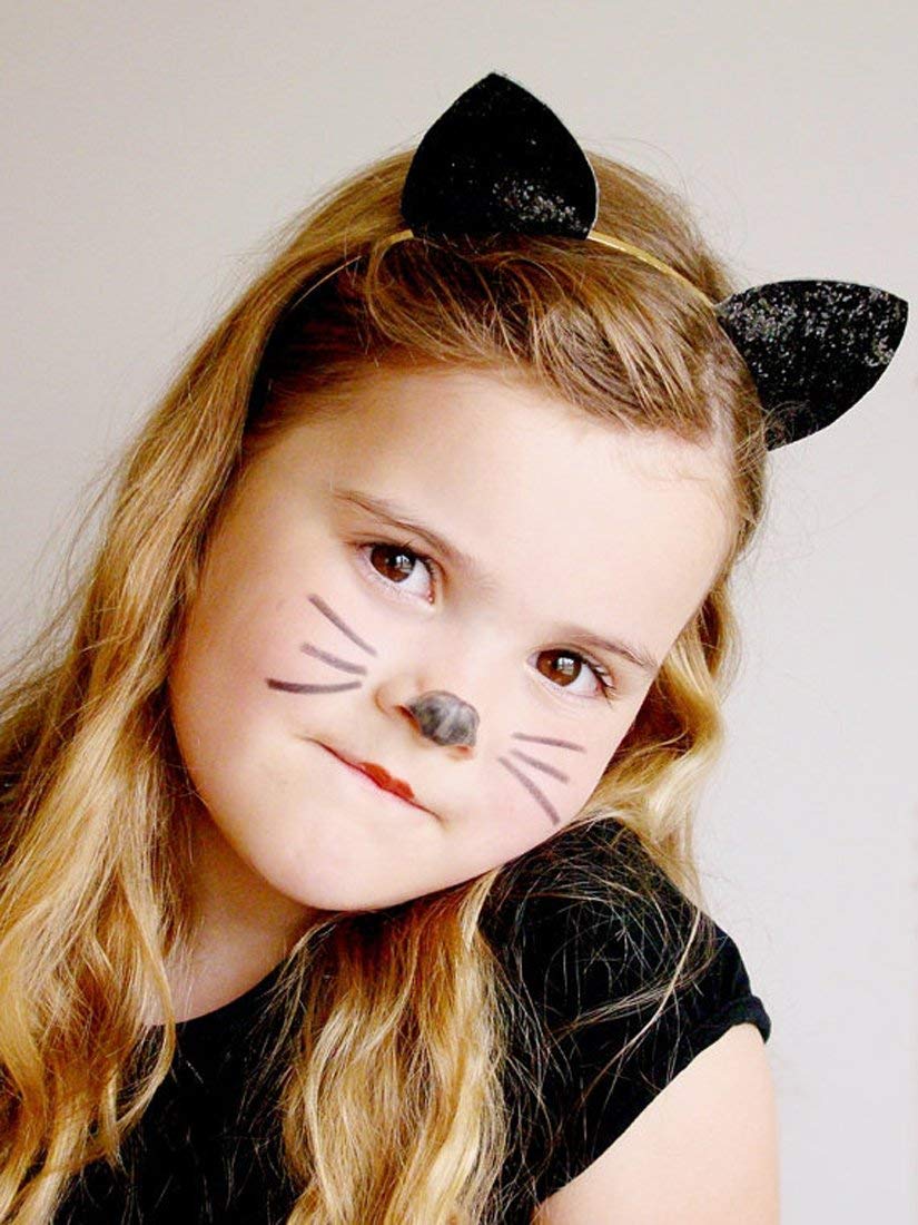 Merroyal Glitter Cat Ears Headband Halloween Fancy Dress Cat Woman Hairband Cosplay (Black): Beauty