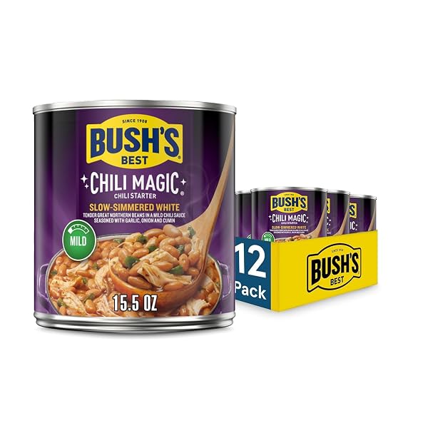 BUSH’S BEST 15.8 OZ CANNED SLOW-SIMMERED WHITE CHILI...