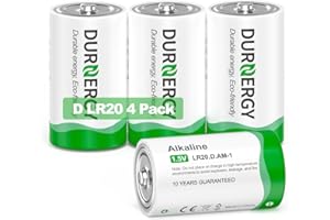 DURNERGY D Batteries 4 Pack,LR20 1.5v D Batteries,Size D Batteries Alkaline