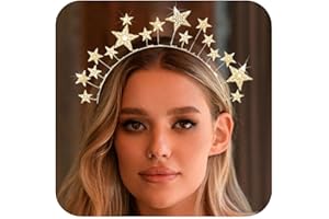 CAKURE Stars Halo Crown Gold Rhinestone Headbands Goddess Headpiece Bridal Crowns and Tiara Party Wedding Hair Accessories for Women and Girls