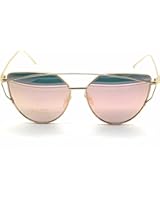 SojoS Cat Eye Mirrored Flat Lenses Street Fashion Metal