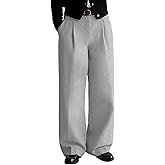 Susclude Mens Linen Casual Dress Pants Old Money Wide Leg Baggy Pleated Vintage Relaxed Fit Slacks Work Office Trousers