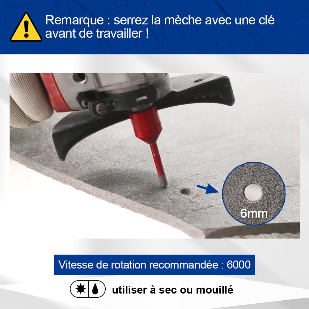 SHDIATOOL Diamant-Bohrkrone 2 Stücke 6mm M14 Gewinde für Porzellan Fliese Keramik Granit Marmor Trockenbohren 6