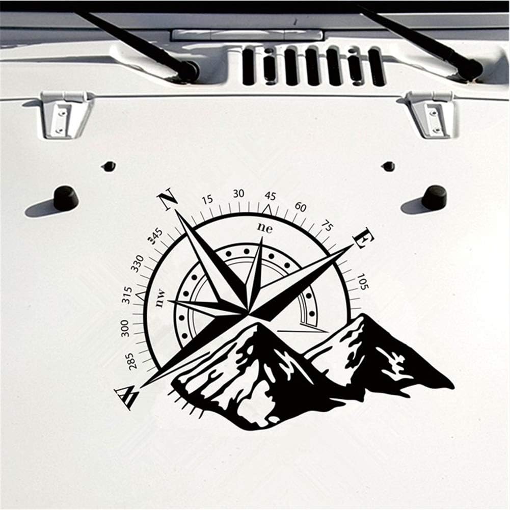Black off road compass snow mountain decal hood graphic vinyl car