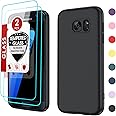LeYi for Samsung S7 Phone Case: Galaxy S7 Case with 2 Pack Tempered Glass Screen Protector for Women Men, Liquid Silicone Slim Gel Rubber Protective Case Cover for S7 Samsung 5G, Black