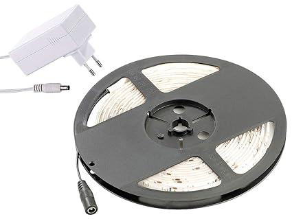 Lunartec LED Lichtschlauch: LED-Streifen LE-500MA, 5 m, warmweiß, Outdoor IP65 & Netzteil (LED-Lichtband außen Beleuchtung)