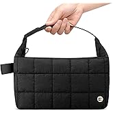 Elmklare Lunch Bag for Women & Men, Quilted Puffer Lunch Box for Women, Insulated Leakproof Cooler Tote Bags with Adjustable Shoulder Strap for Work Picnic Travel,Black