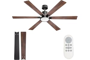 hykolity 60 Inch DC Motor Farmhouse Ceiling Fan with Lights Remote Control, Reversible Motor and Blades, ETL Listed Industrial Indoor Ceiling Fans for Kitchen, Bedroom, Living Room, Basement, Bronze