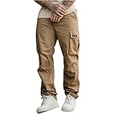 Verdusa Men's Straight Leg Cargo Pants Casual Streetwear Long Trousers with Pockets
