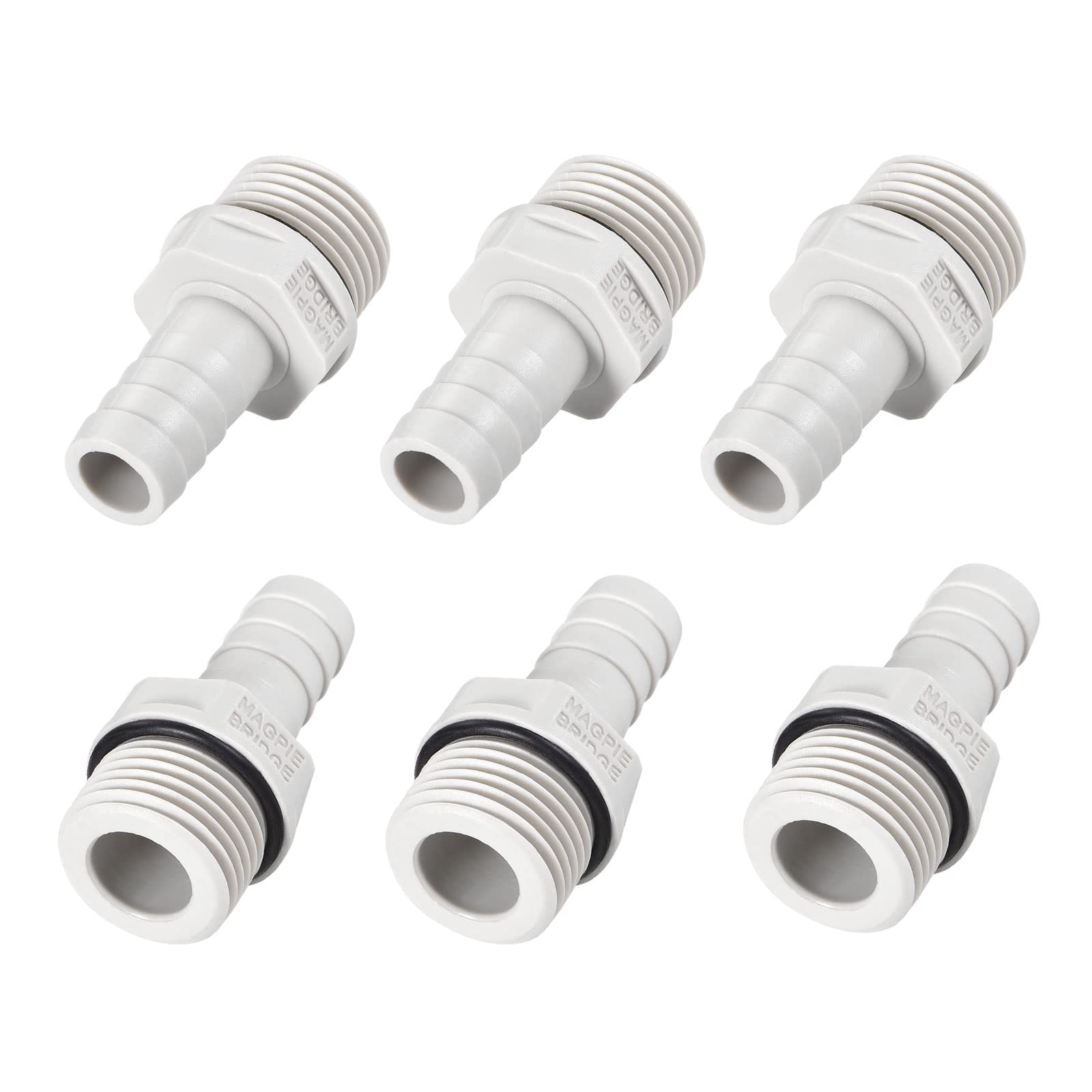 M METERXITY 10 Pack Barb Hose Fittings - PVC Pipe Connector for Transporting Water, Air, Apply to Machinery, Industry (0.47" Barb x 1/2" G Male Thread, Gray)