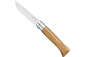 OPINEL No.06-No.09 Premium Woods, Stainless Steel Folding Pocket Knife, Made in France (No.08/Olive)