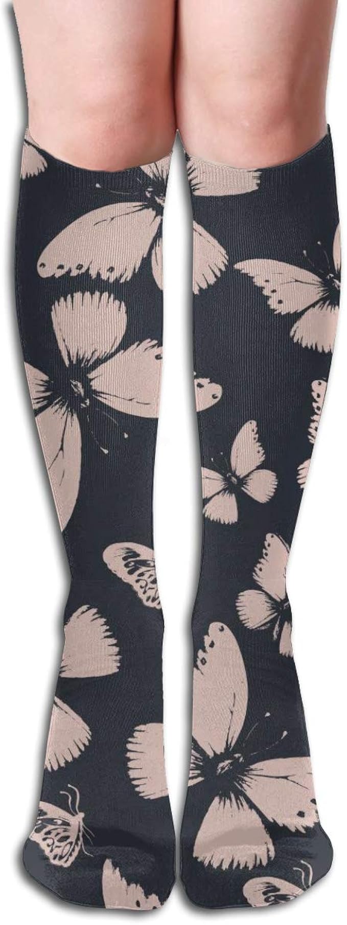 Akhy Butterflies Design Socks For Women Men Polyester Novelty Crew Tube