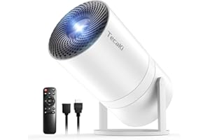 TECAKI Mini Portable Projector with WiFi and Bluetooth,Support Movie Projector 1080P HD,Auto Keystone Correction,180° Rotatable,Compatible with TV Stick, HDMI, USB, Smartphone, Laptop (White 1)