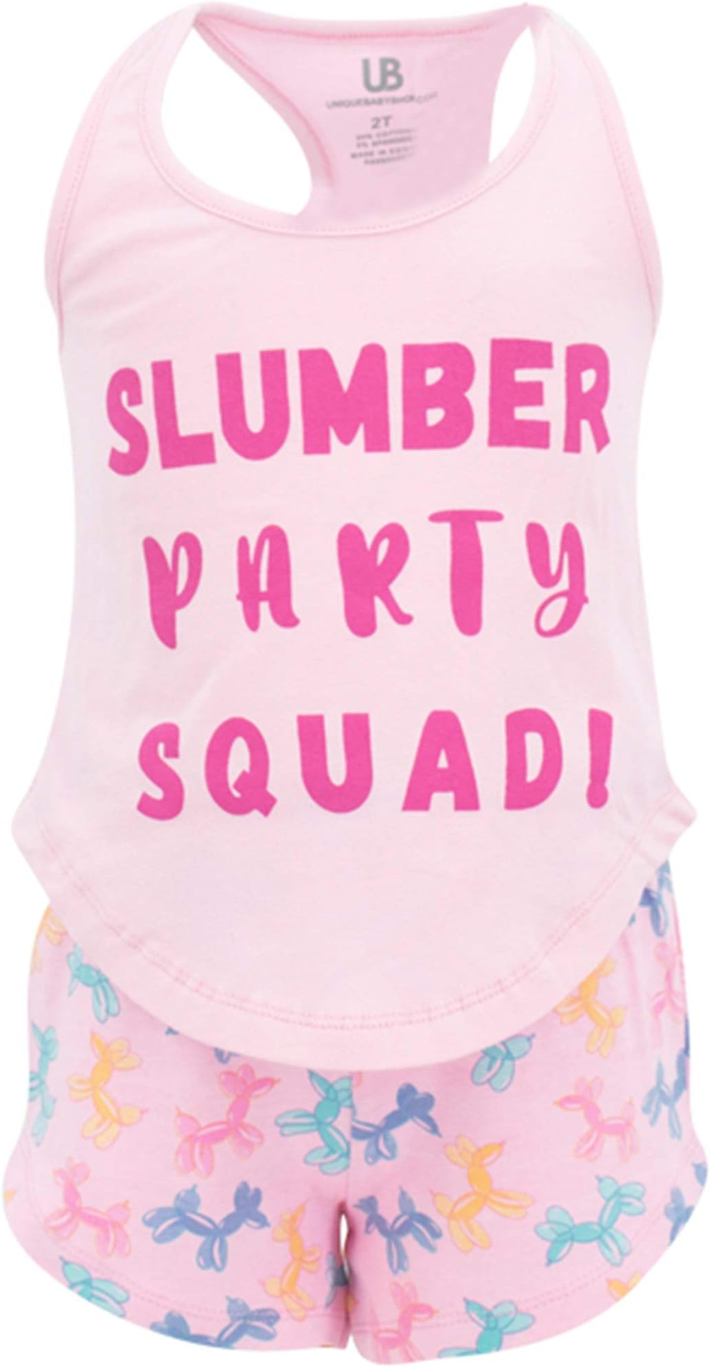 Girls Birthday Party Squad Balloon Animal Matching Shorts Set Outfit