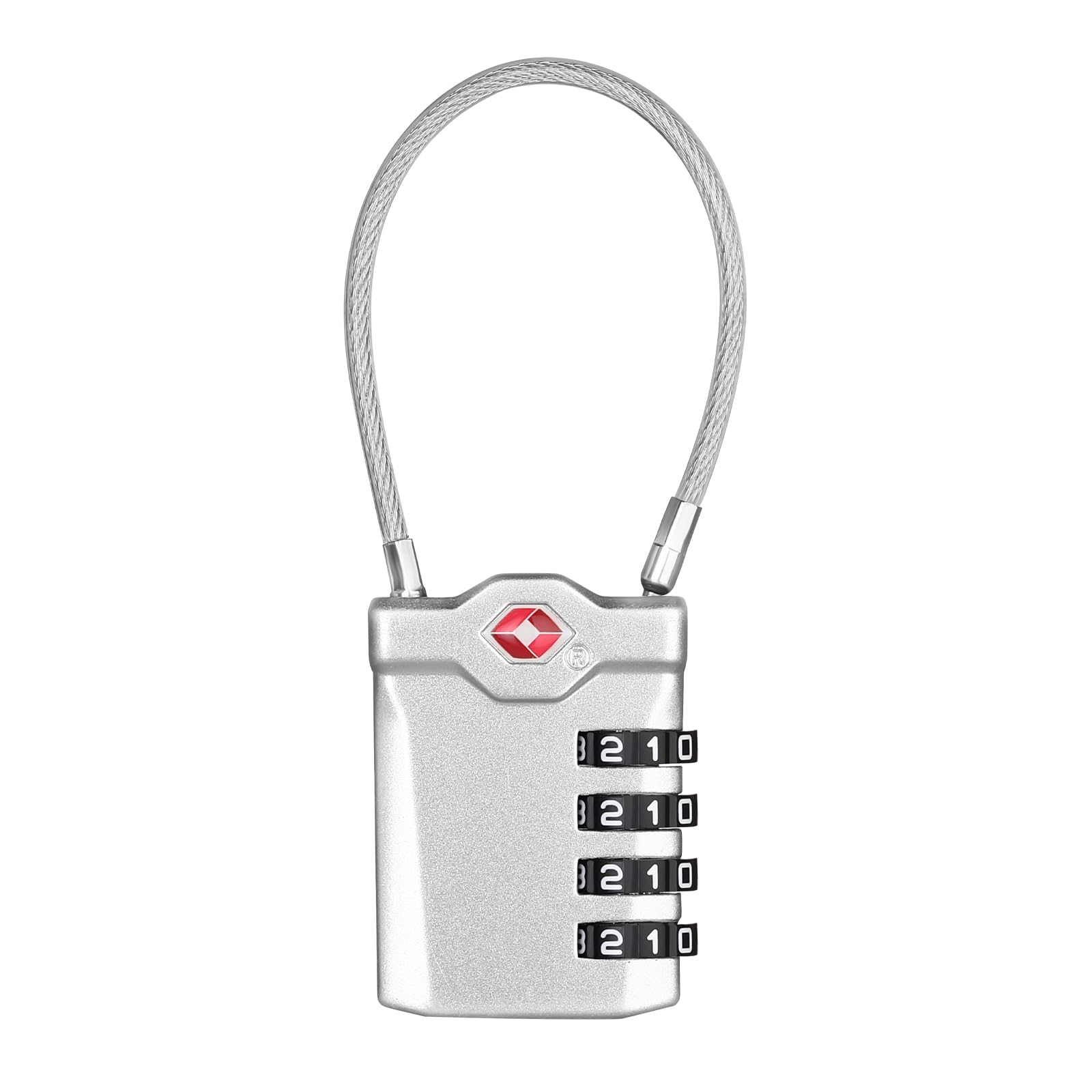 ZHEGE Suitcase Lock, TSA Approved Luggage Locks with Open Indicator and Flexible Cable, Travel Padlock for Briefcase, Backpack, 4-Digit Combination Gym Locker Padlocks (Silver)