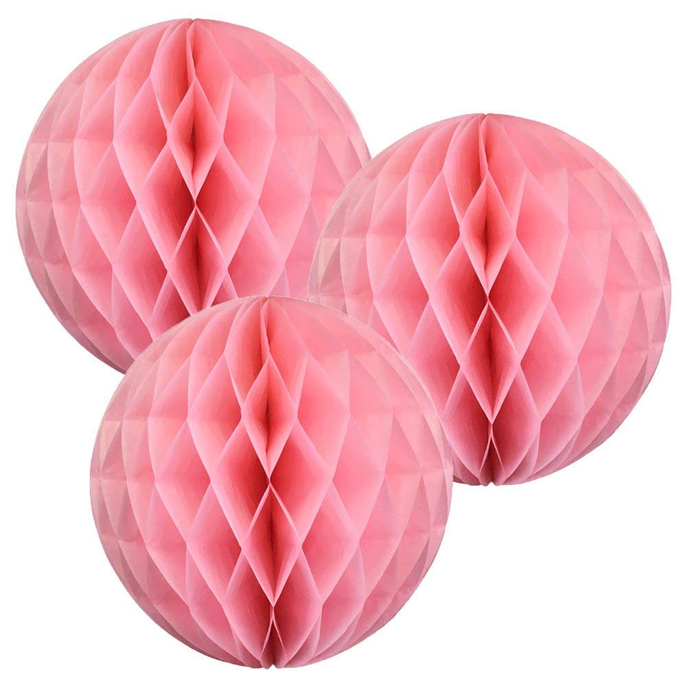 8"(20CM) Paper Honeycomb Balls (Pack of 3) Several Colours Available (Baby Pink)