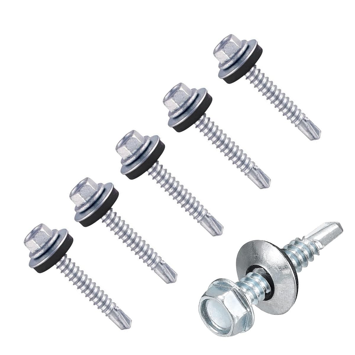 TERF® Light Duty Sheet to Steel Roofing Screw 5.5mm X 50mm (No.12 X 2) Hex Head With EPDM Sealing Washer Self Drilling Self Tapping Roofing Screw - Pack of 25