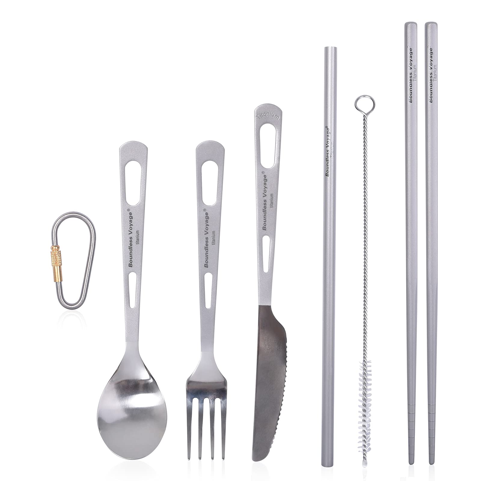 Boundless Voyage Titanium Spoon Fork Straw Knife Chopsticks Set Outdooor Ultralight Portable Picnicware Cutlery