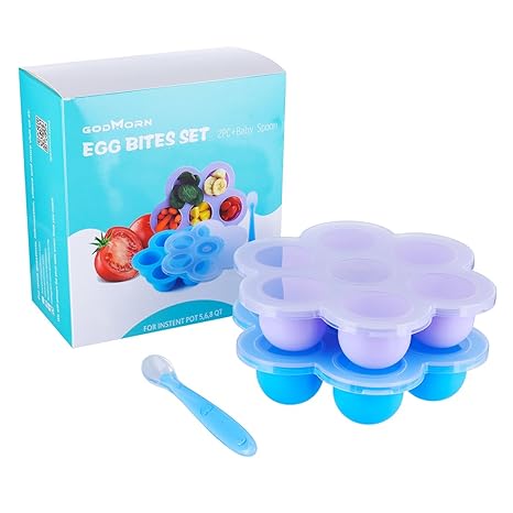 Godmorn Silikon Behälter 2PCS Aufbewahrung für Babybrei, Ei Form Zubehör, Eiswürfel Formen Gefrierbehälter 2PCS mit Deckel un