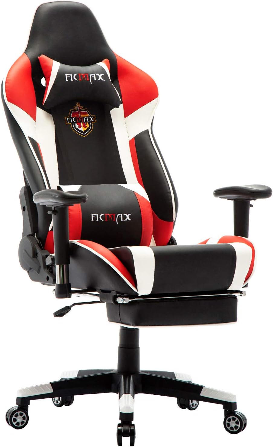 Ficmax Massage Gaming Chair with Footrest Ergonomic Racing Style Office Chair for Gaming Big and Tall Armchair for PC Height Adjustable Gamer Recliner with Lumbar Support, Armrest and Headrest