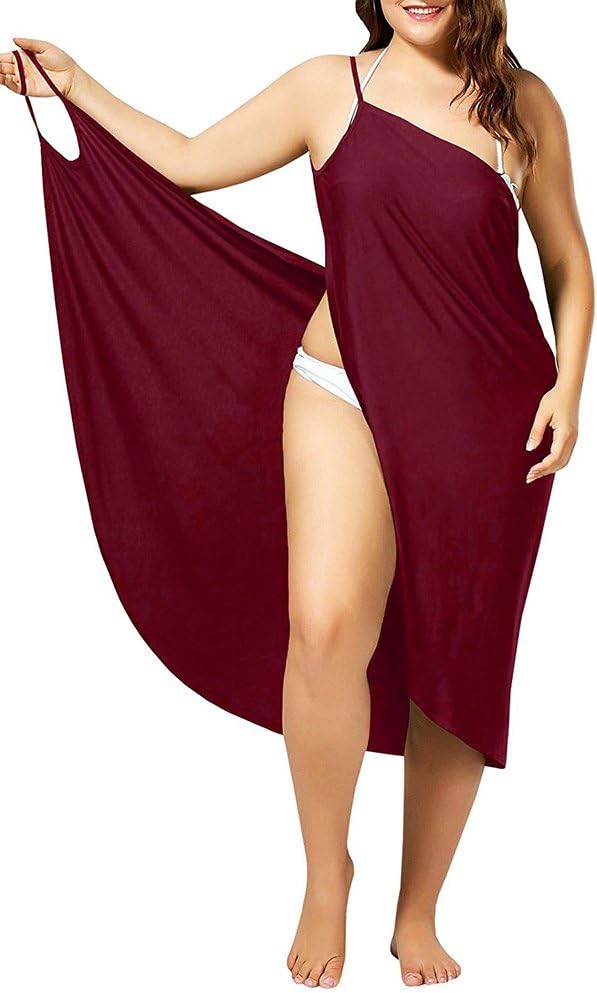 Womens Beach Bikini Cover Up Spaghetti Strap Swimwear Wrap Backless Sarong Dress