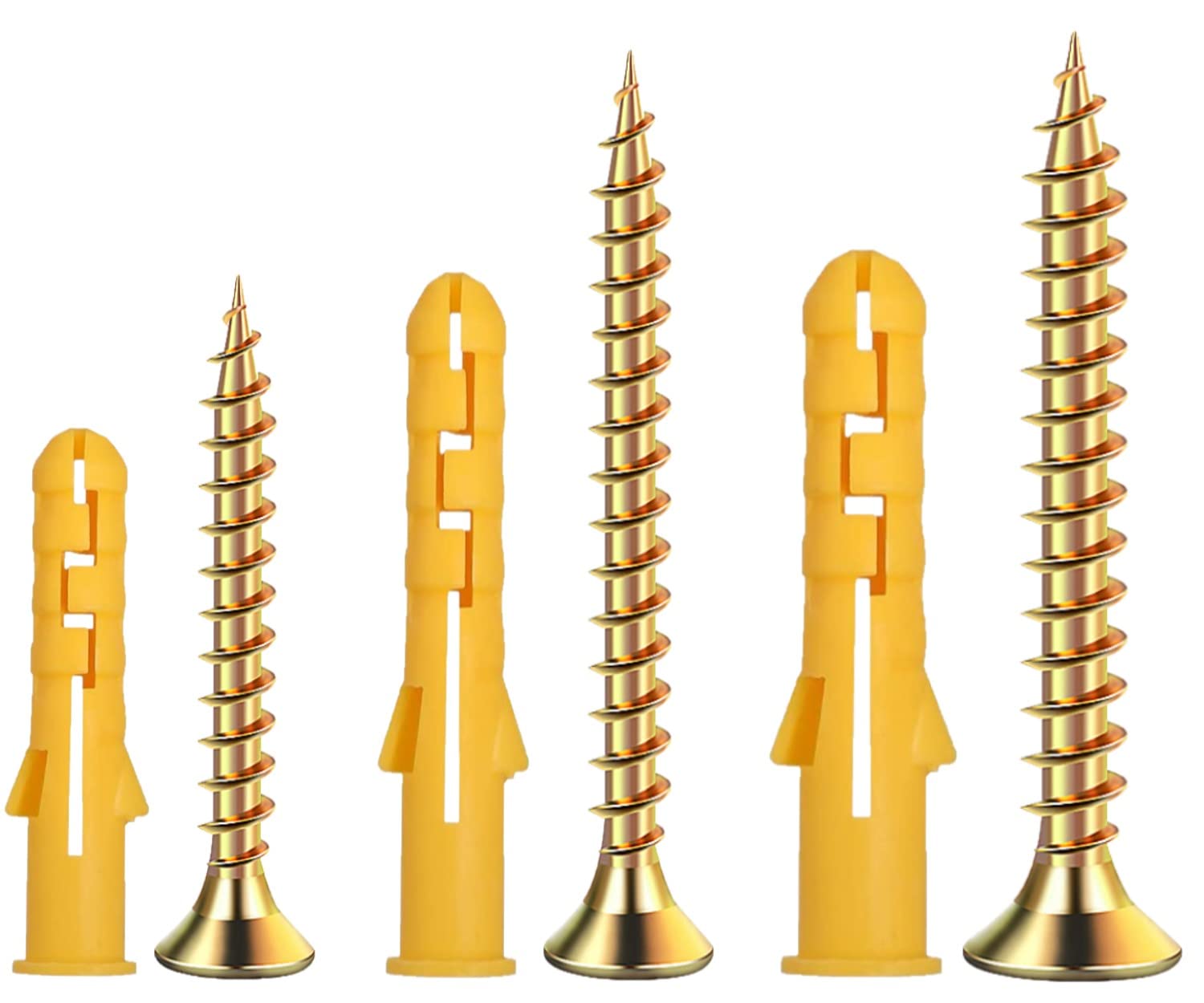 200 Pcs Wall Plugs and Screws Set,Masonry Brick Concrete Fixings Plugs Assortment Kit,Screws and Rawl Plugs in Compartment Box,Zinc Galvanized 3 Different Size…