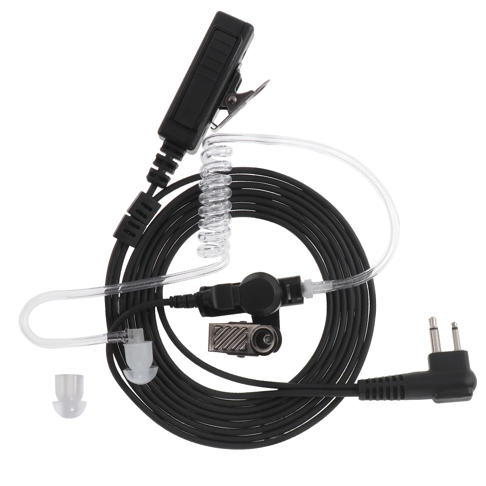 Kyrio Walkie Talkie Headset, 2 Pin Radio Earpiece with PTT Microphone Compatible with Motorola GP68 GP88 GP300 CT150 Pro1150 2-Pin Two-Way Radio, Security Headset with Mic Acoustic Tube (1 Pack)