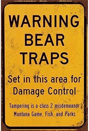 Amazon Com Poeni Zoo Warning Bear Traps Tin Decor Metal Sign