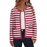 Dokotoo Women's 2026 Fashion Casual Crew Neck Open Front Long Sleeve Chunky Knit Striped Cardigans Sweaters Outerwear Coats