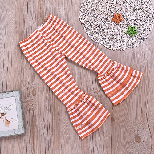 Baby-Girls 2 Piece Pumpkin Long Sleeve Tops Striped Bell-Bottoms Halloween Set Outfit (Orange, 3-4 Years) - Thumbnail 4