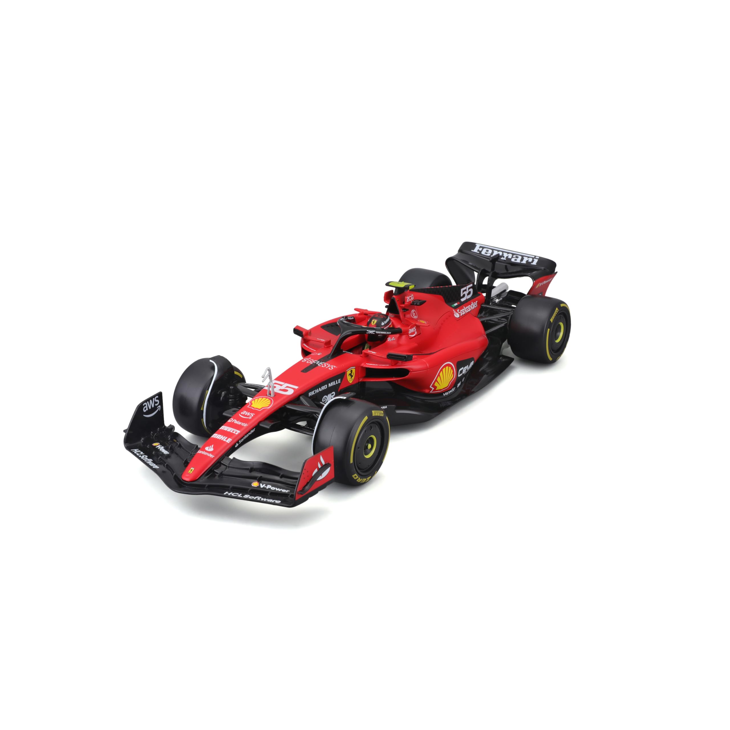 Bburago FERRARI SF-23 Formual 1 Race Car -Sainz with Helmet - 1:18 Scale - Incredibly Detailed Die-Cast Replica F1 Car — image 1