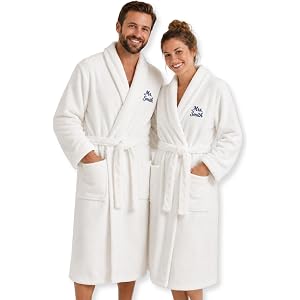 Custom Couples Embroidered Robe Matching His Hers Set with name | Personalized his and hers gift for weddings, anniversaries,