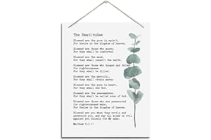 BQL Inspirational Wall Decor, Decorative Hanging Wood Signs, Religious Home Decor, Office Hanging Wood Decor, Christian Gift, Scripture Hanging Wood Sign, Matthew 5:3-12 Wall Art Sign- The Beatitudes