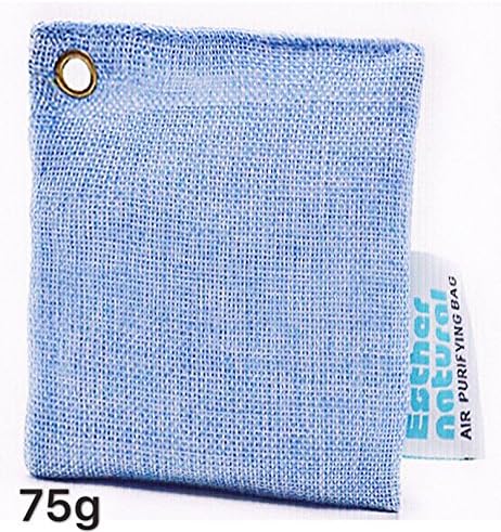 Esther Natural Activated Charcoal Air Purifying Bag, Best Odor Remover; Effective in Refrigerator, Closet, Luggage, Drawer, etc. Prevent &amp; Eliminate Mold and Bacteria; Chemical Free. (75g)(blue)