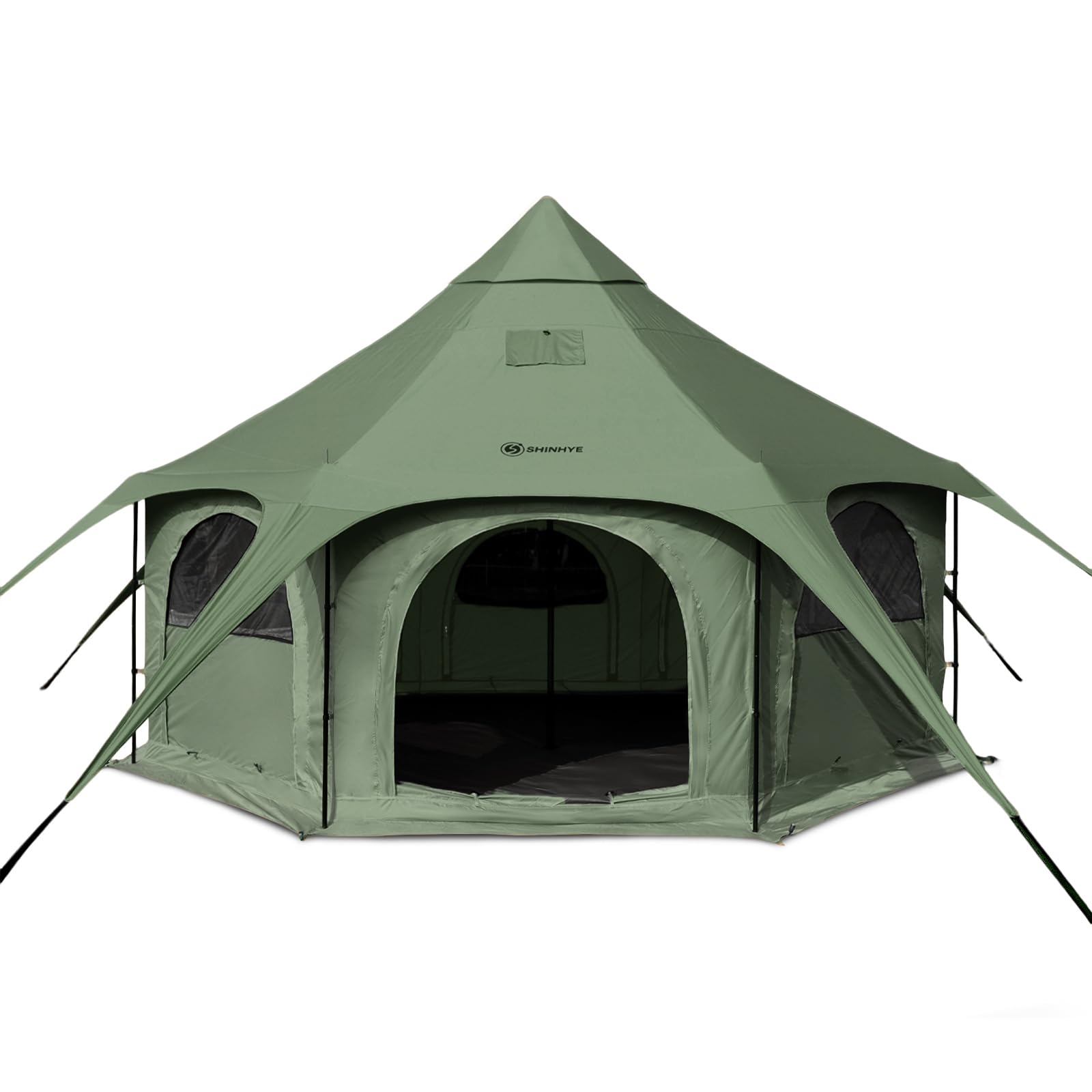 Photo 1 of ShinHye 16.4ft Bell Tent for Glamping & Camping – Waterproof Canvas with Stove Jack, Removable Floor & 8 Mesh Windows (Fits 6-8 People)