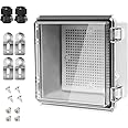 LeMotech ABS Junction Box Hinged Clear Cover Stainless Steel Latch IP67 Waterproof Enclosure with Mounting Plate Wall Bracket