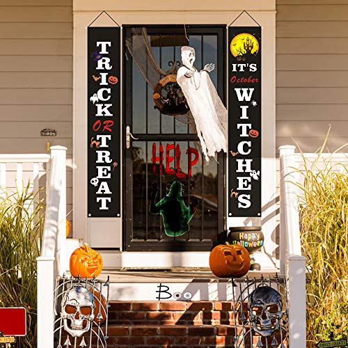 Motiloo Halloween Door Decorations Halloween Porch Banner Halloween Hanging Signs Halloween Spooky Decorations for Home Front Doors Walls Porch Party