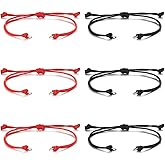 JDYDYJT Semi Finished DIY Half-Finished Unfinished Bracelet Jewelry Making Braided Cord Bracelets Adjustable Rope Thread Bracelets with Jump Rings for Charms Jewelry Making 6PCs Black Red