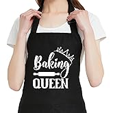OzosKeiw Funny Waterdrop Resistant Aprons for Women with 2 Pockets, Adjustable Bib Chef Kitchen Apron for Cooking Baking