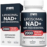 MOM NUTRIX Liposomal NAD Supplement with Resveratrol - High Purity NAD Plus 2000 mg, 120 Capsules, Made in The USA - NMN Alternative