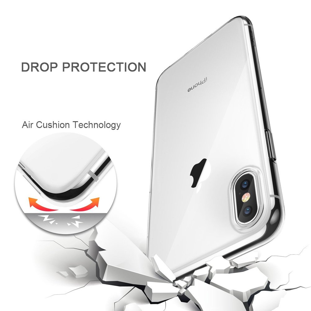 iPhone X Phone Case,WOWOGO Lightweight [Crystal Clear] TPU Back Cover [Qi Wireless Charging Compatible] Transparent Soft Flexible Protective Case for Apple iPhone X/iPhone 10 5.8\