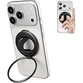 SODI Cell Phone Ring Holder with Finger Strap, Detachable Finger Strap Magnetic Phone Grip, Strong Magnet Phone Grip Compatible with iPhone 17 16 15 14 13 12 Series, Black
