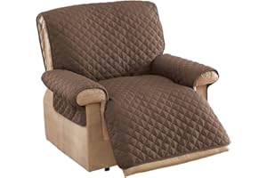 Collections Etc Reversible Quilted Furniture Cover Chocolate/Tan Jumbo Recliner