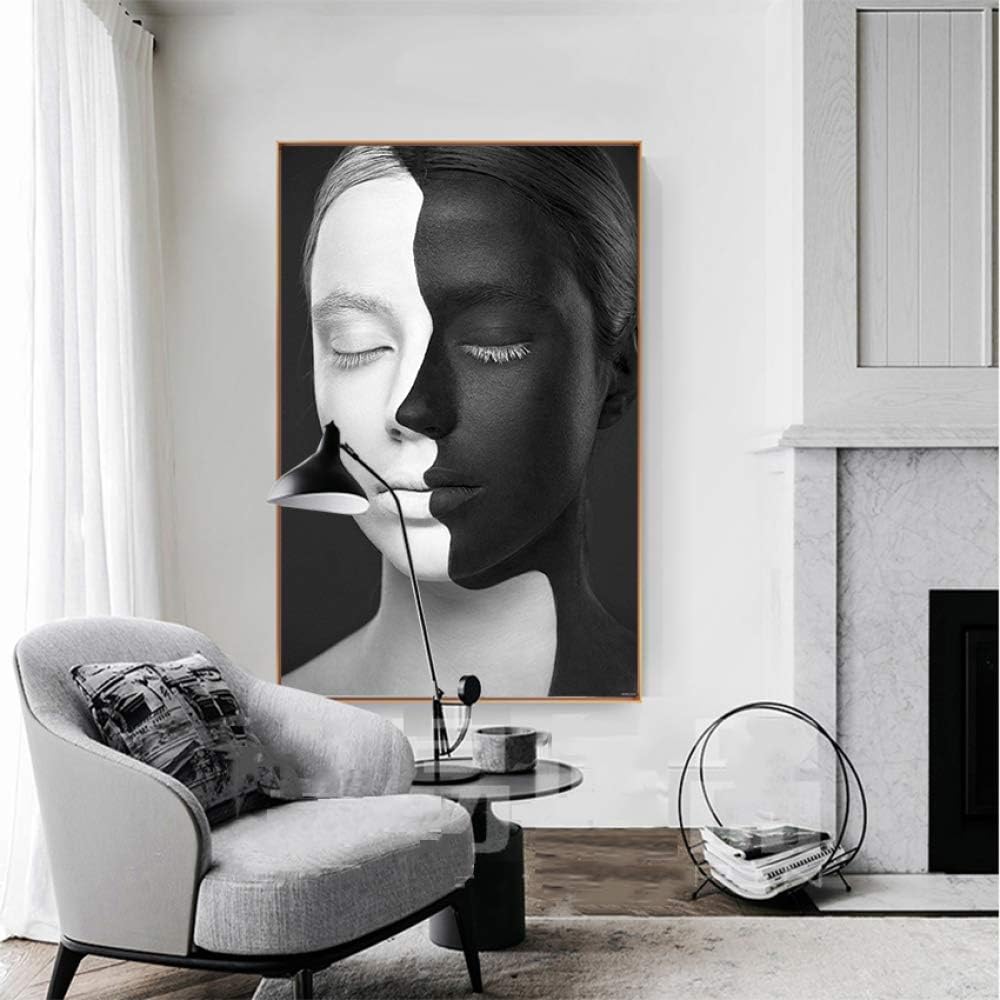 Wangpdp Retrato Abstracto Pintura Caras En Blanco Y Negro Arte